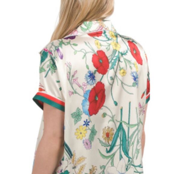 DALIA MACPHEE WhiteโField Poppy Floral 2pc Notched Collar Short Sleeve Shorts PJ - Picture 4 of 4